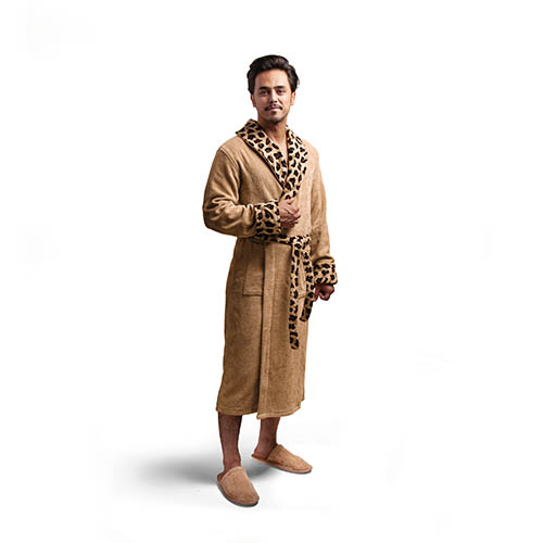 حوله تن‌پوش پودایران مدل جگوار رنگ نسکافه‌ای نرم و شیک