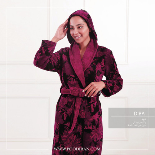 حوله تنپوش پودایران مدل دیبا رنگ زرشکی نرم و لطیف