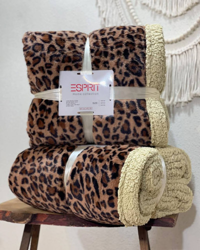 پتو دو رویه پوست پلنگی و تدی نرم و گرم سایز یک نفره