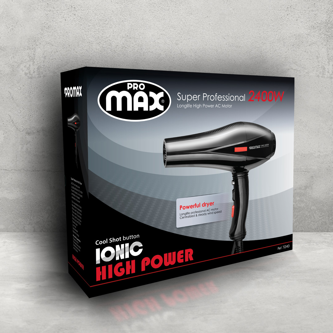 سشوار ۲۴۰۰ وات پرومکس 7240 با موتور قدرتمند و باددهی بالا