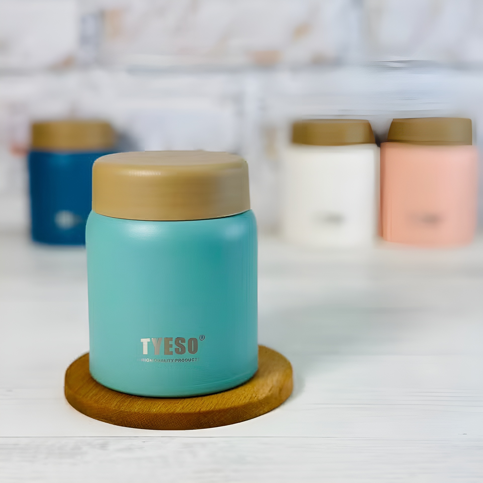 مینی ماگ دوجداره Tyeso با درب چوبی و طراحی مدرن