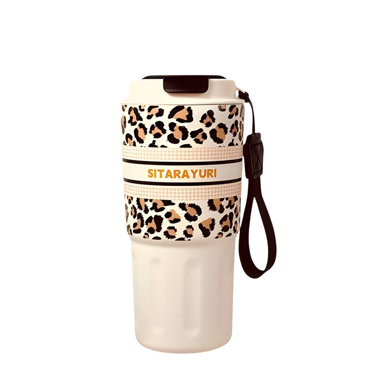 تراول ماگ سیتارایوری 600 میل مدل پلنگی با طراحی فانتزی