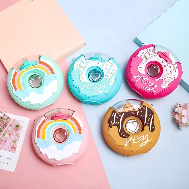 بطری آب کودک با طرح دونات رنگارنگ و شاد