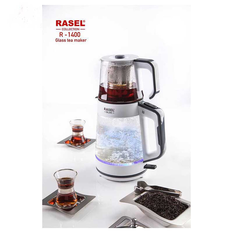 دستگاه چایساز راسل مدل R-1400 با بدنه شیشهای مقاوم