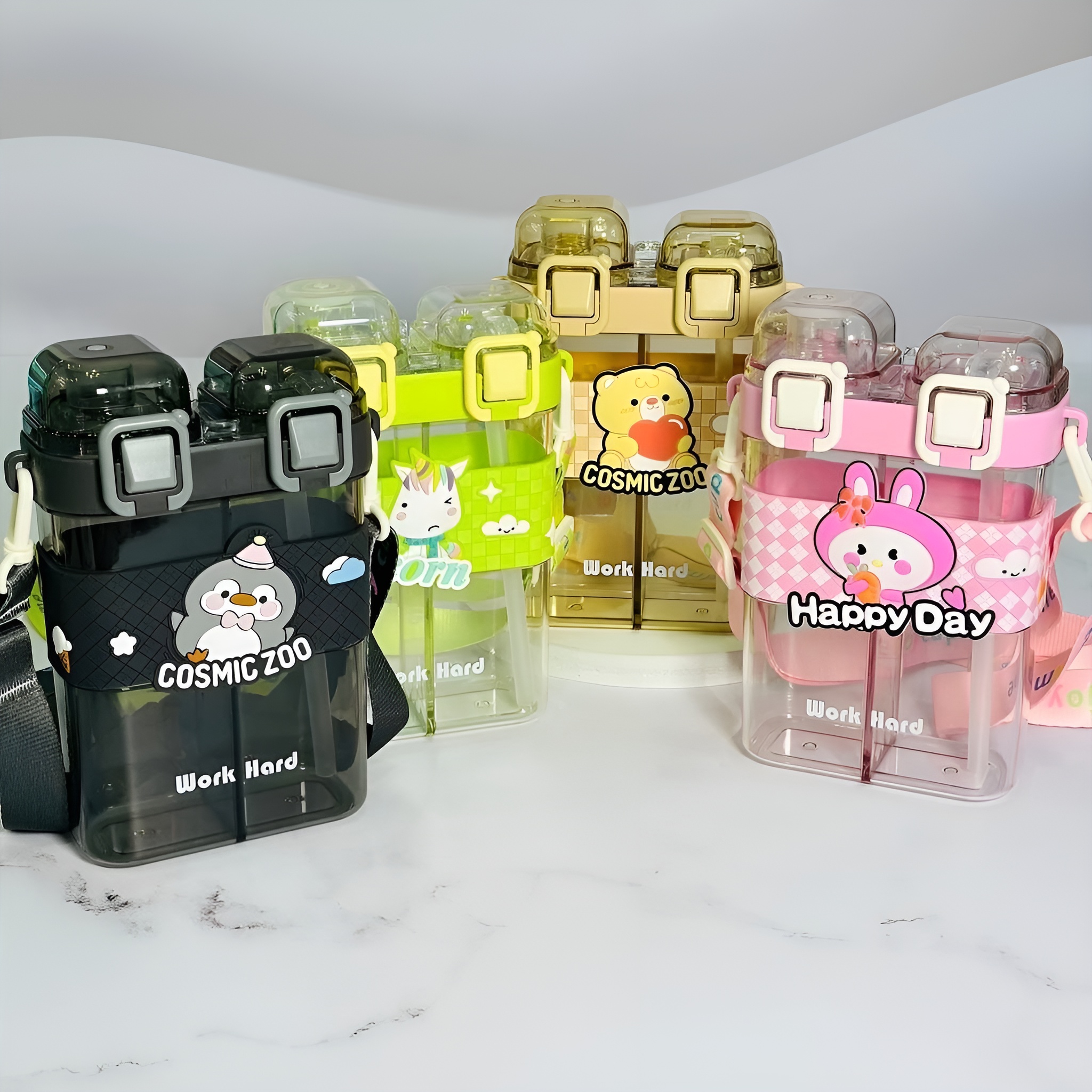 قمقمه فانتزی عروسکی با دو بخش مجزا برای نوشیدنی