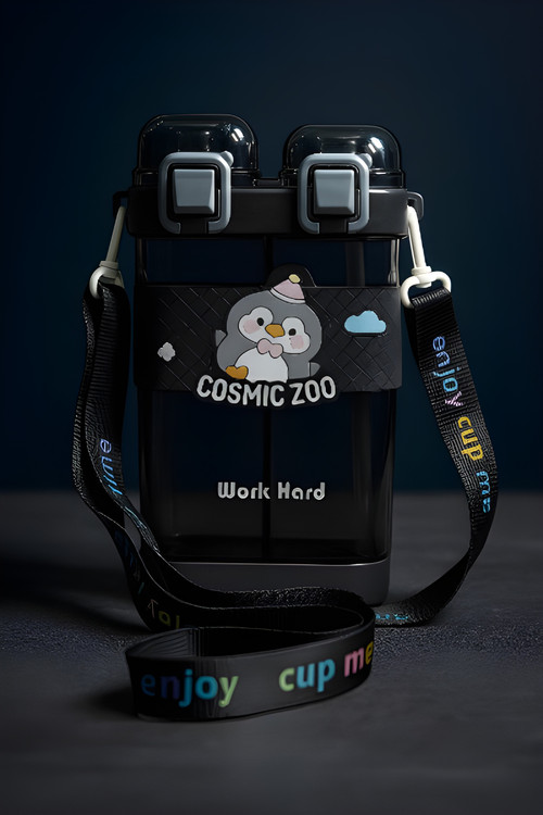 بطری آب کودکانه دو مخزن با طرح عروسکی جذاب