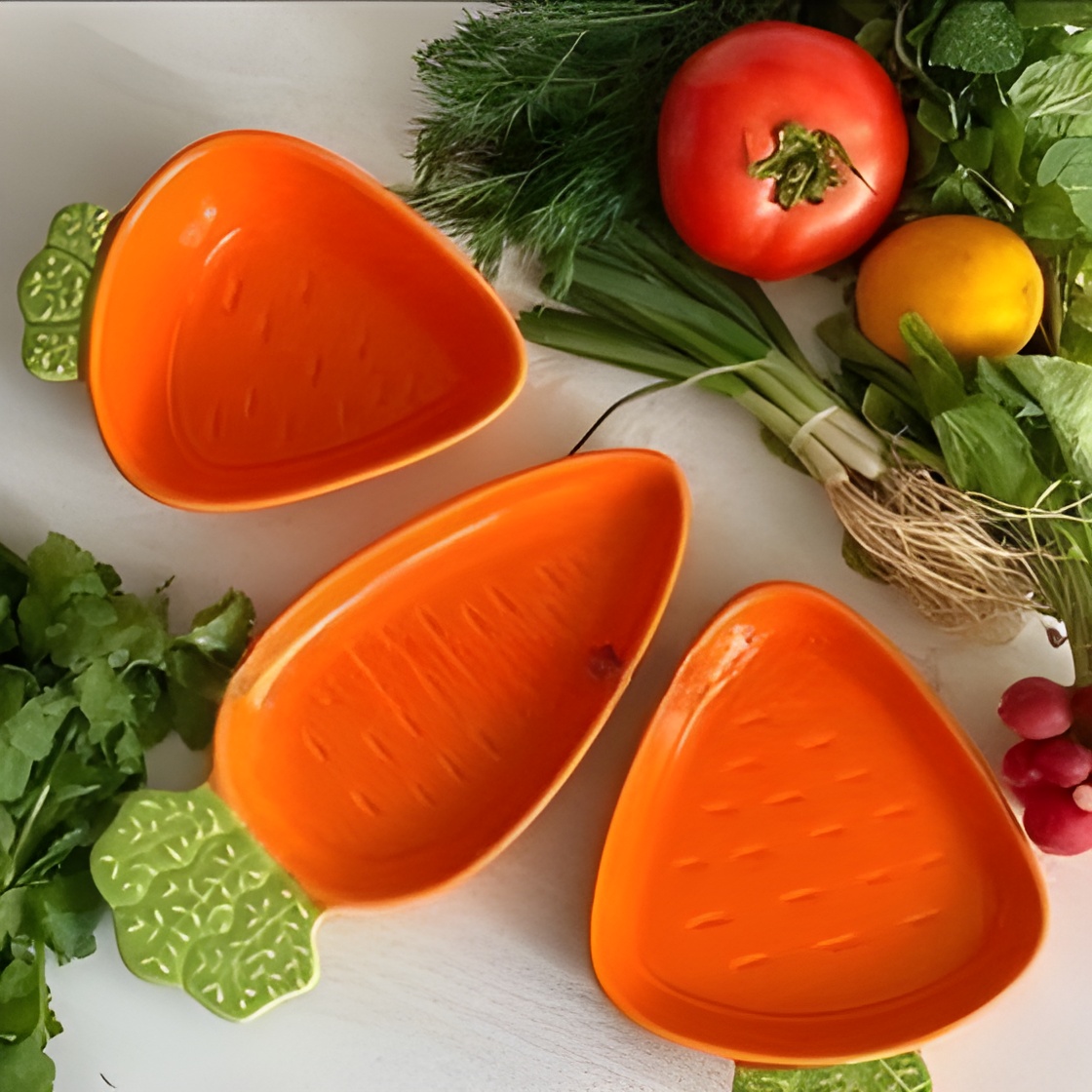 ظرف سرو سرامیکی گود بنیکو طرح سبزیجات