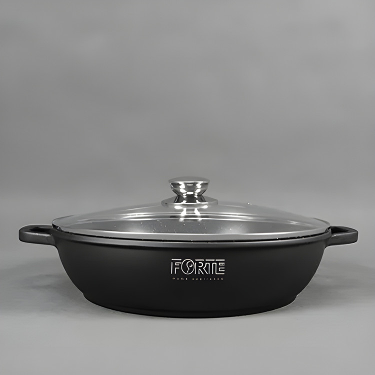 تابه دو دسته فورته با پوشش گرانیت و درب شیشهای