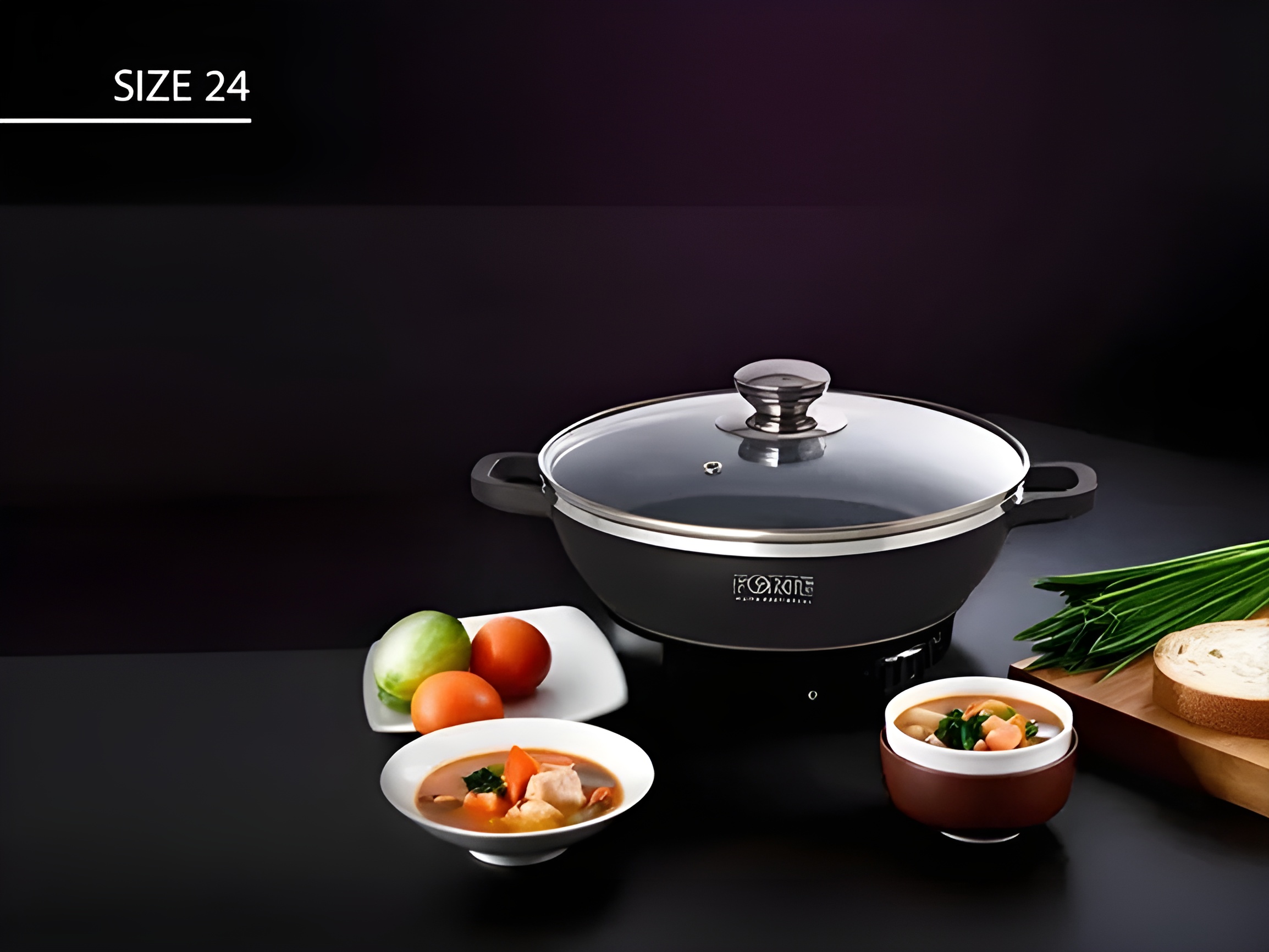 تابه گرانیتی فورته با درب شفاف پیرکس