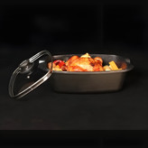 ظرف تابه فر مرغ گرانیتی فورته با طراحی مدرن و درب شیشهای