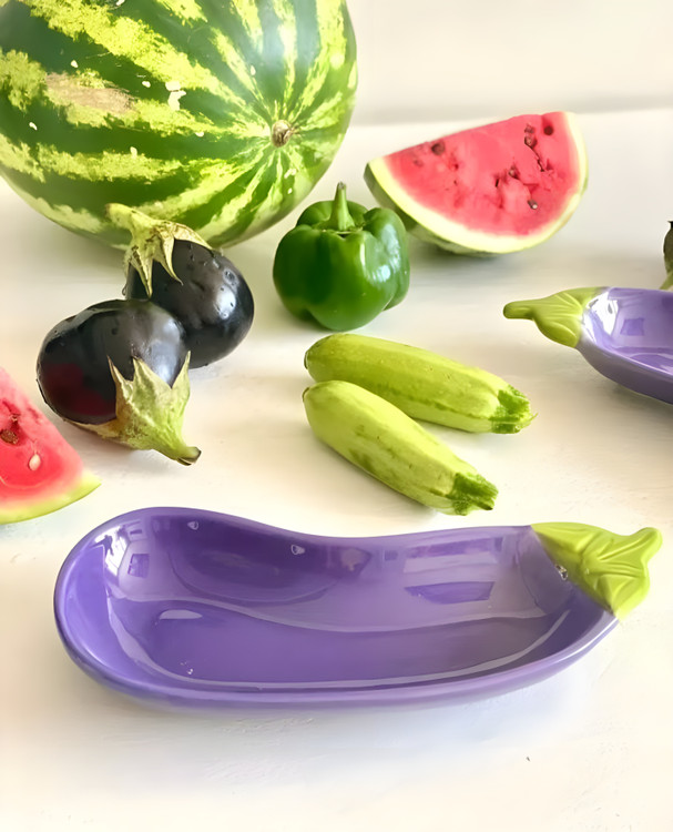 ظرف سرو رنگی و فانتزی بنیکو طرح بادمجان