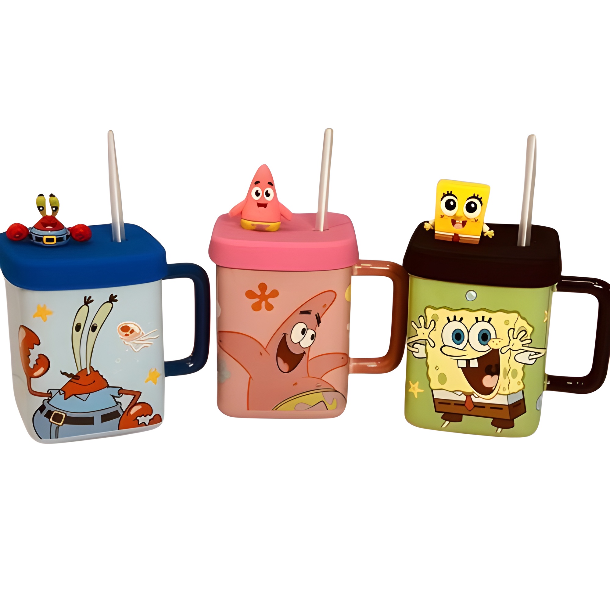 ماگ سرامیکی مربعی با طرح باب اسفنجی و دوستان