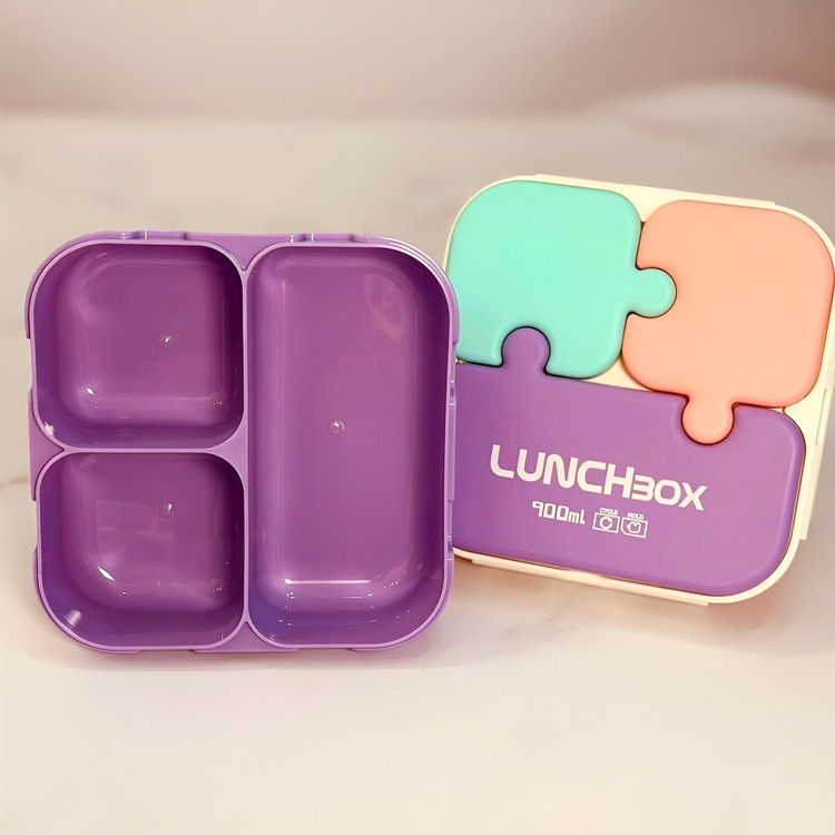 ظرف غذای مایکروویو فانتزی طرح پازلی، مناسب مدرسه و محل کار