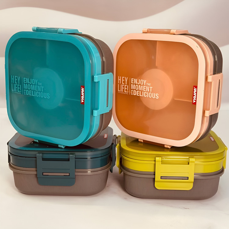 Bento Box مربع دو طبقه مناسب ناهار و میان وعده