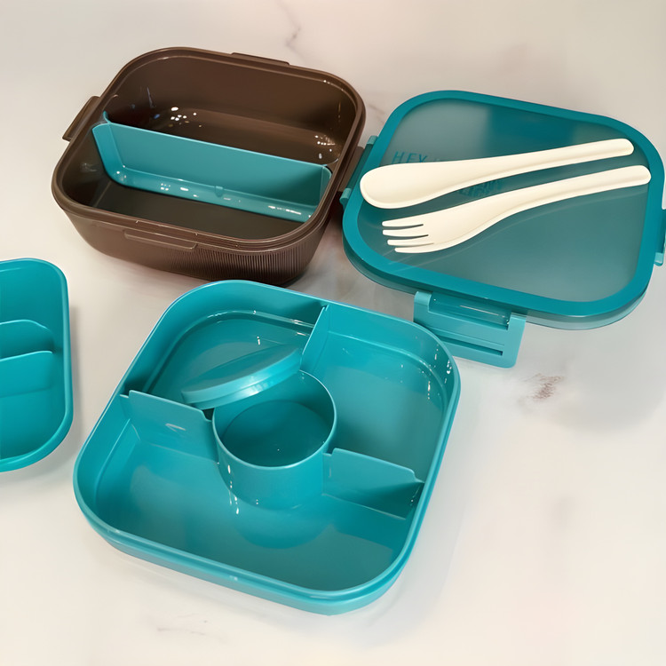 ظرف غذای مستطیلی و مقاوم بنتو با دو طبقه مجزا