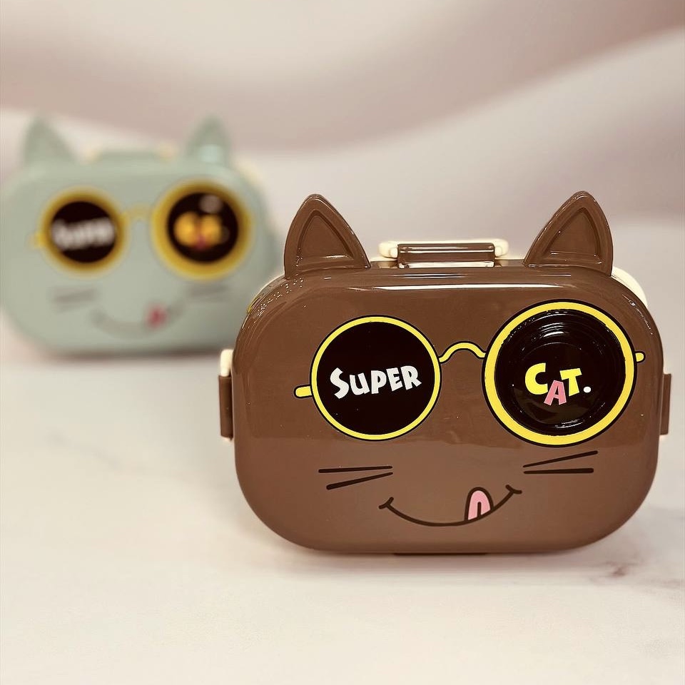 ظرف ناهارخوری گربه‌ای با دو طبقه و محفظه مخصوص سس