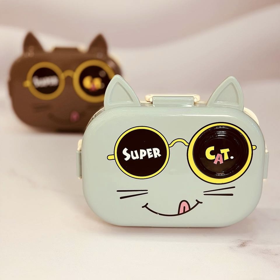 ظرف غذای کودکانه طرح گربه همراه جای سس جداگانه