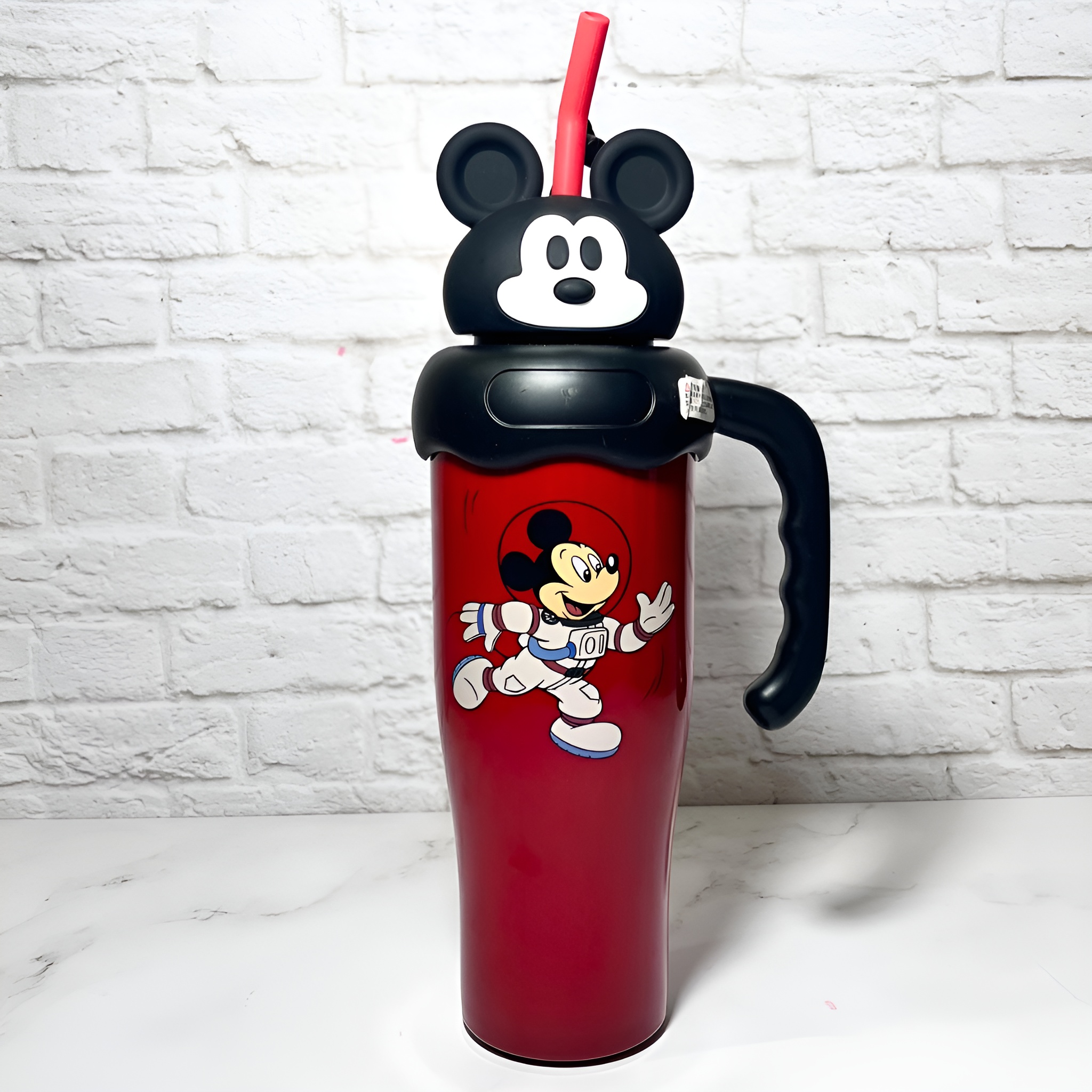 تراول ماگ فانتزی کودکانه با نی و درب محافظ میکی موس