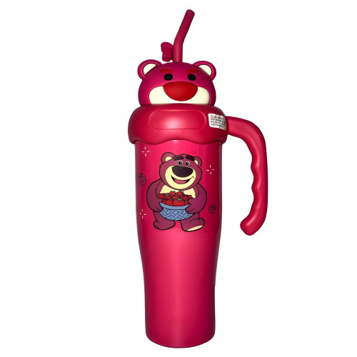 تراول ماگ کودکانه طرح خرس توتفرنگی با درب فانتزی و نی