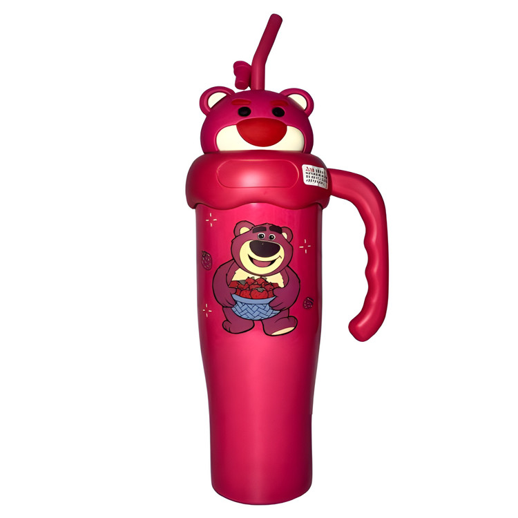 تراول ماگ کودکانه طرح خرس توتفرنگی با درب فانتزی و نی