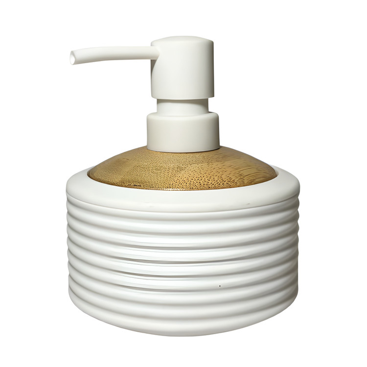 ظرف مایع دستشویی لوکس رنگ مات با جزئیات چوبی