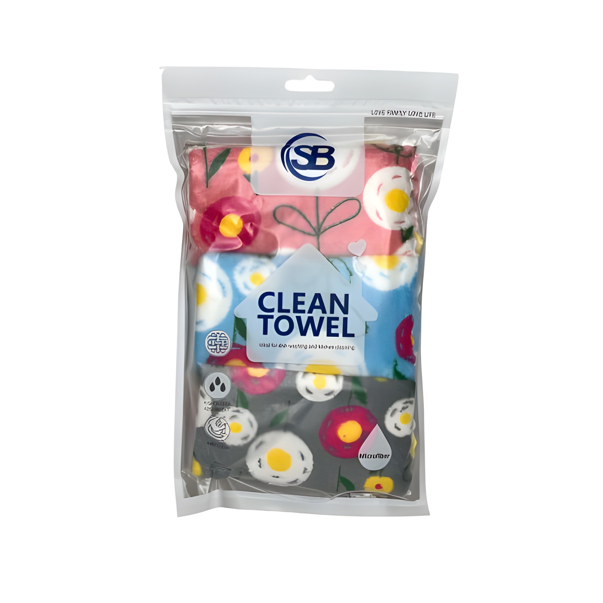 دستمال نظافت گلدار سه‌تایی سایز ۳۰×۳۰ سانتی‌متر بسته ۳ عددی