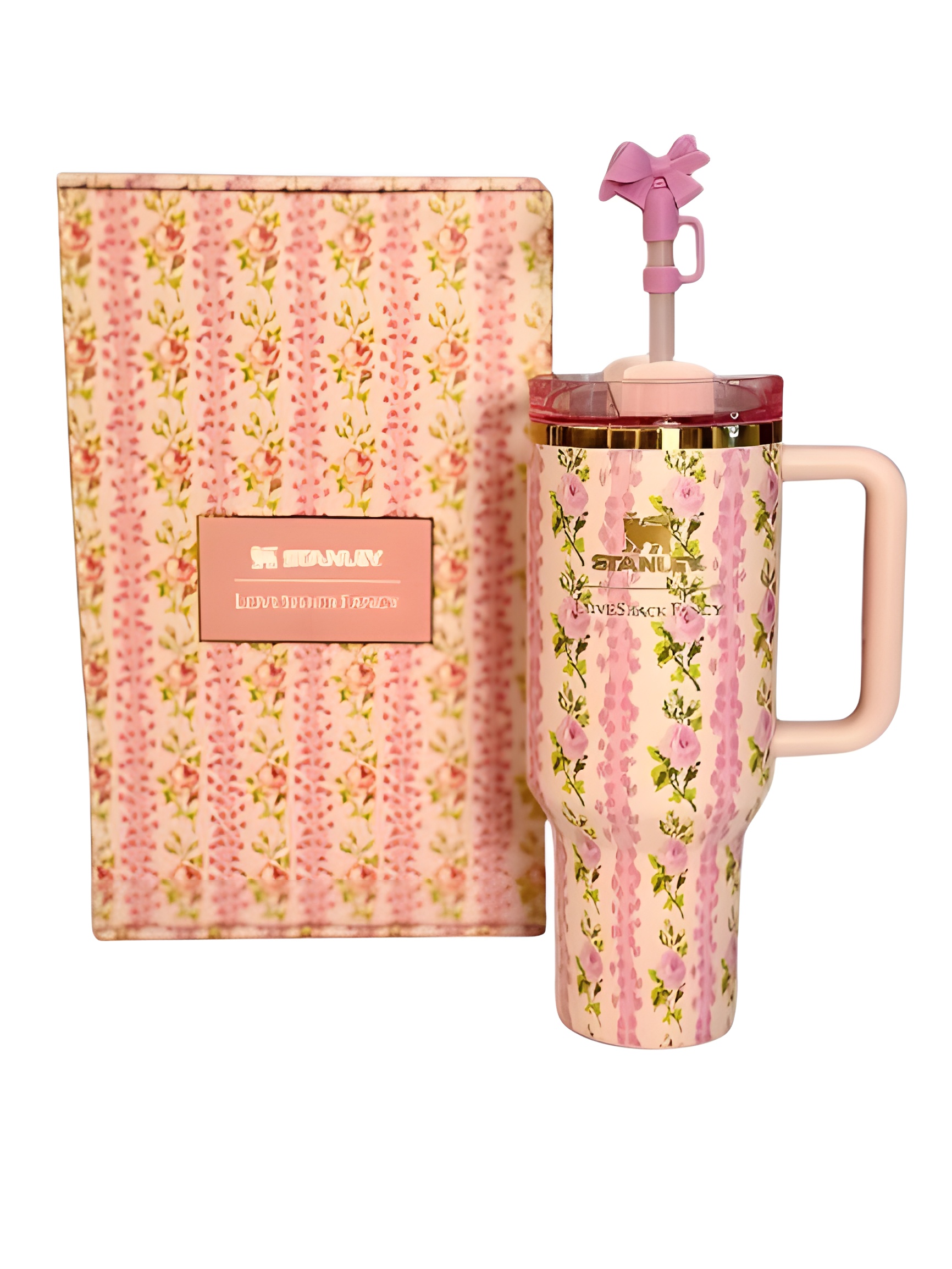 تراول ماگ استنلی Quencher صورتی با جعبه کادویی شیک