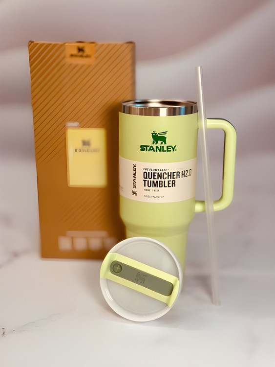 تراول ماگ استنلی Quencher سبز روشن با بستهبندی جذاب