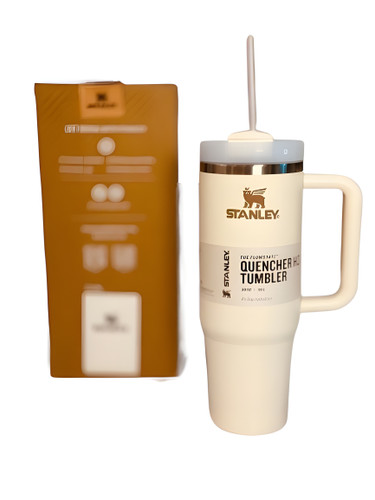 تراول ماگ استنلی Quencher 30 اونس رنگ شیری با درب و نی