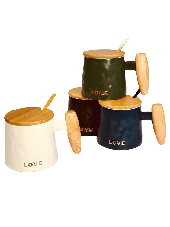 ماگ سرامیکی با درب بامبو شیک و مدرن