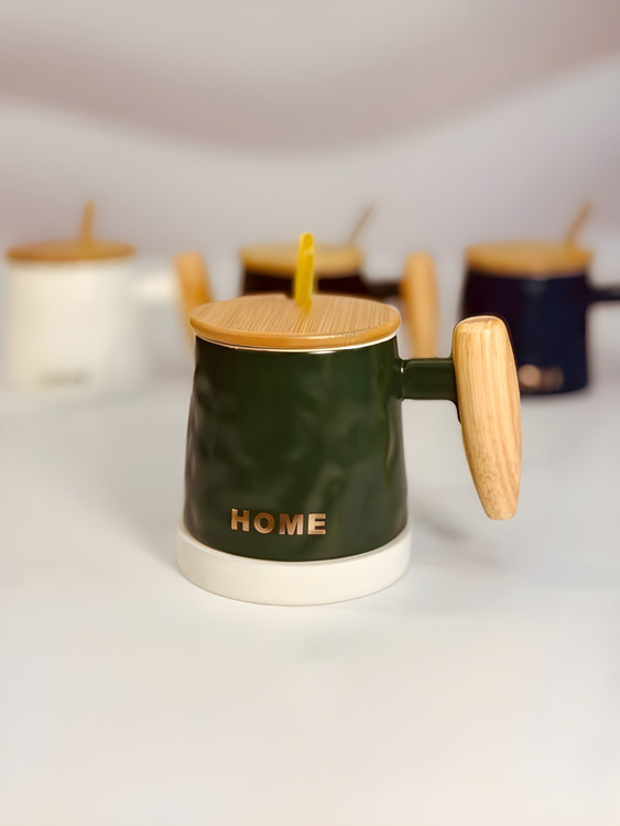 ماگ سرامیکی با درب بامبو سبک و مقاوم