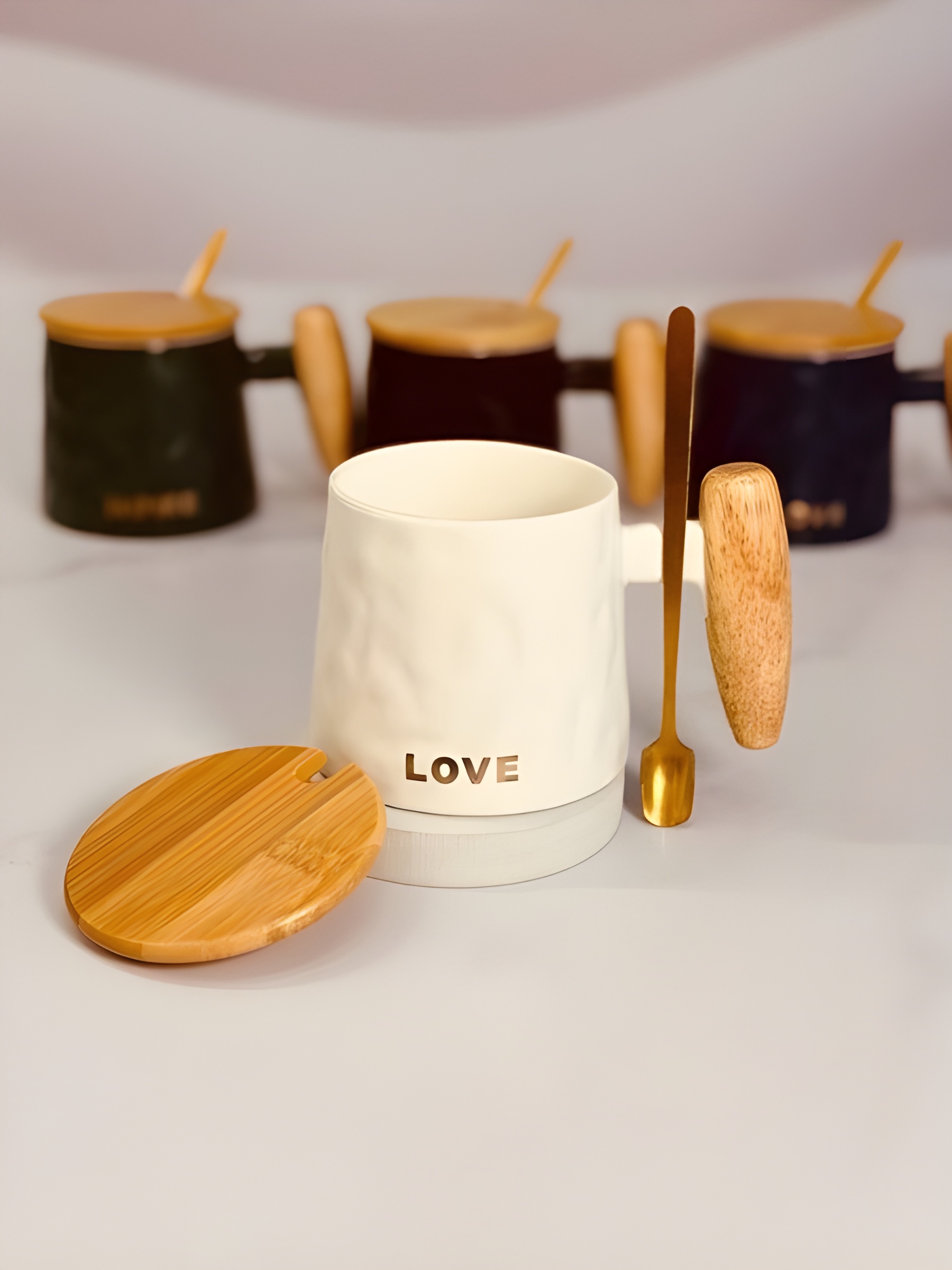 ماگ سرامیکی با درب بامبو دوستدار محیط زیست