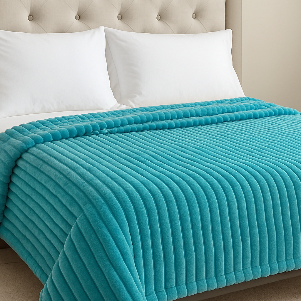 پتو پلیسه‌ای دو نفره تک‌رنگ با طرح ساده