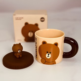 ماگ اورجینال طرح تدی با درب سیلیکونی ضدنشت