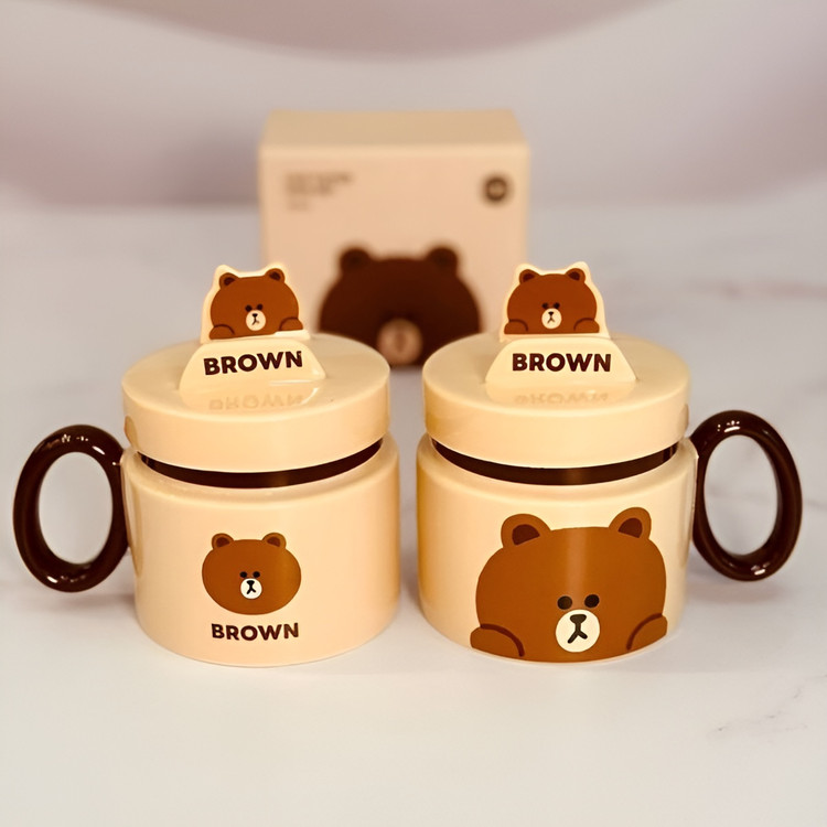 ماگ فانتزی تدی قهوهای با قابلیت هولدر موبایل