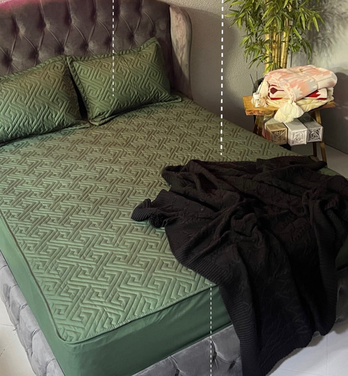 ملحفه روتختی پنبه دوزی شده طرح هندسی