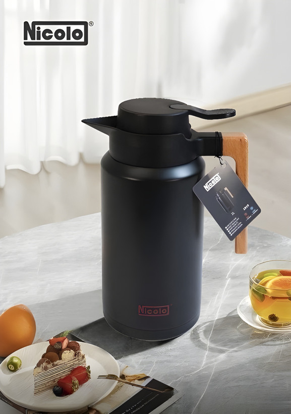 فلاسک استیل 2 لیتری برند نیکولو مناسب نگهداری نوشیدنیهای گرم و سرد، با کیفیت بالا و طراحی مقاوم
