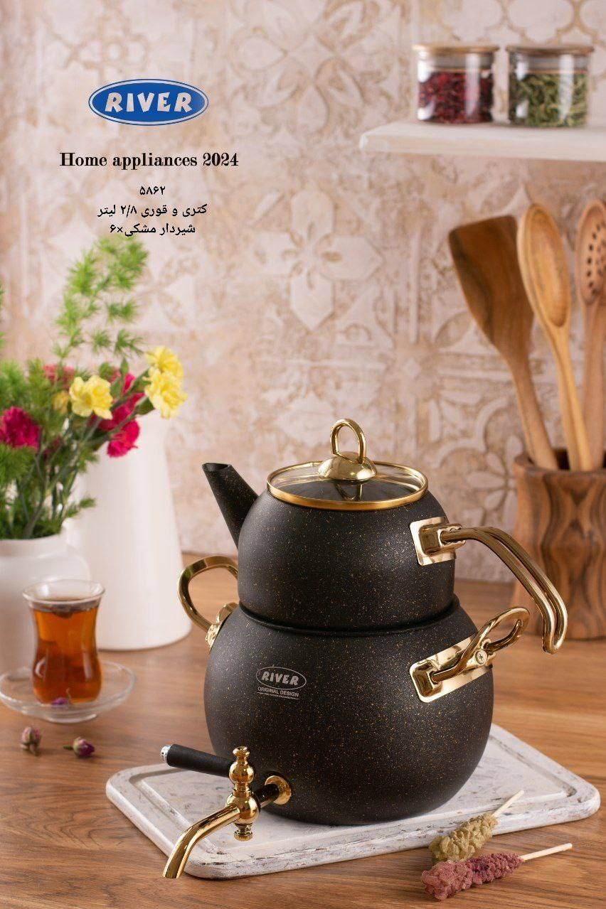کتری و قوری ۲.۸لیتر شیردار تپل گرانیت