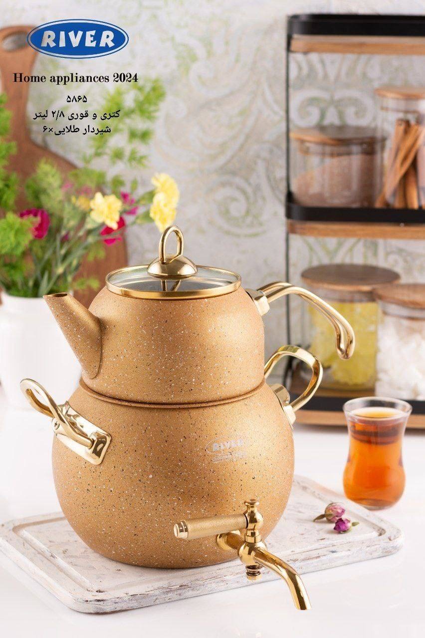 کتری و قوری ۲.۸لیتر شیردار تپل گرانیت