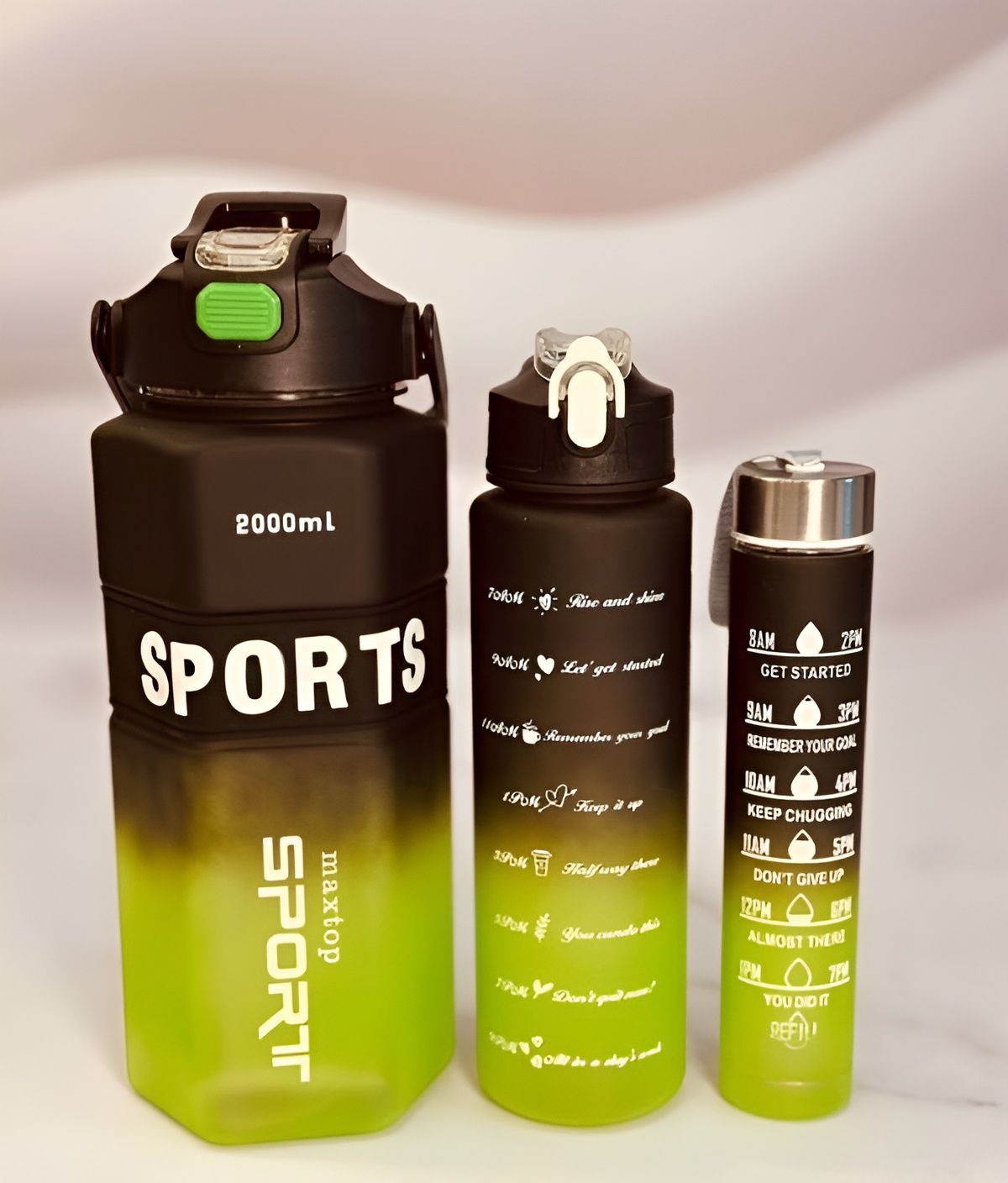 ست ۳ تایی قمقمه ورزشی Refill با درپوش محکم