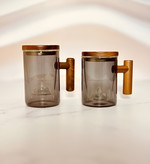 ماگ شفاف دمنوش با دسته چوبی مقاوم و راحت