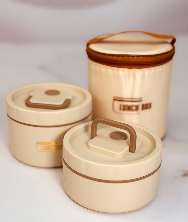 ظرف استیل ۲ طبقه با درپوش محکم و مقاوم