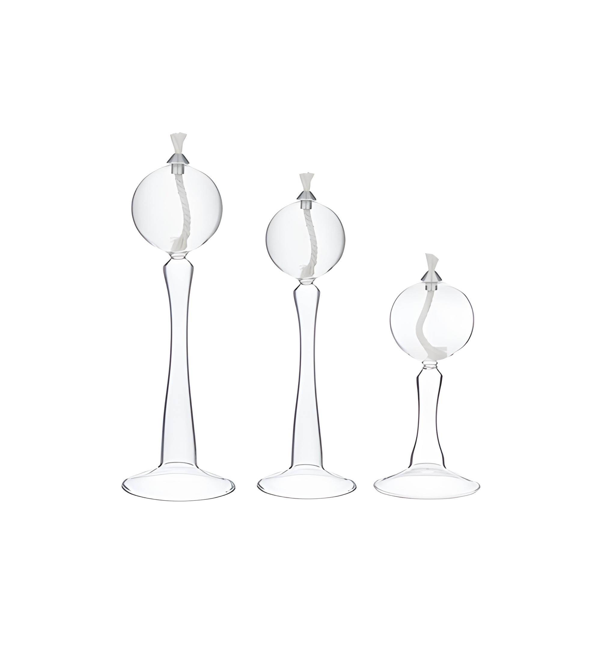 شمعدان شیشه‌ای سه‌تایی با قابلیت استفاده از پارافین مایع