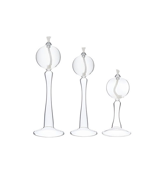 شمعدان شیشهای سهتایی با قابلیت استفاده از پارافین مایع