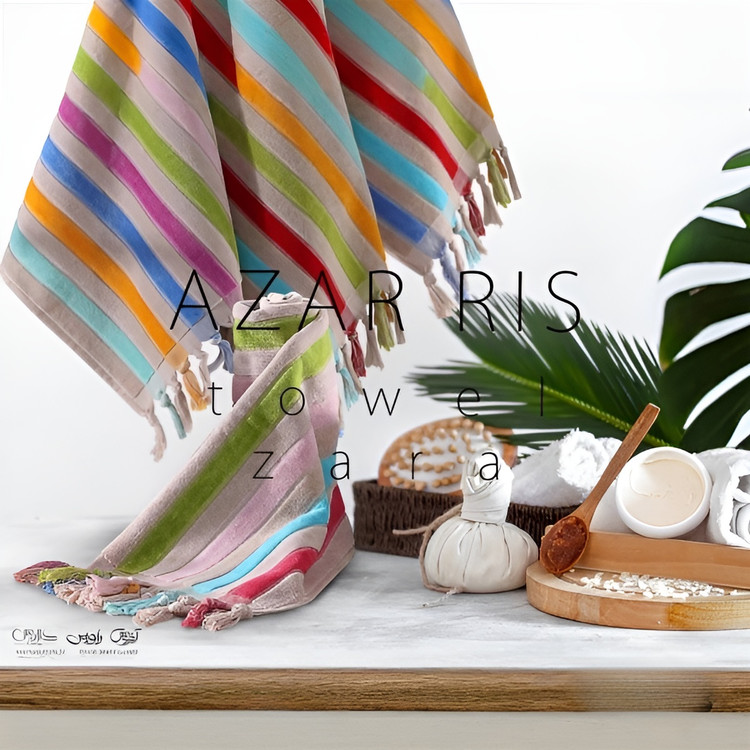 حوله دست و صورت آذرریس تبریز مدل زارا رنگ کرم سایز 40×80