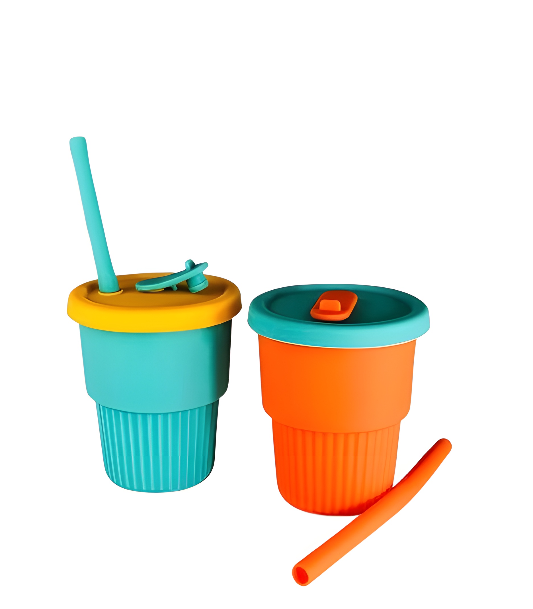 ماگ سیلیکونی نشکن رنگی همراه با نی قابل حمل