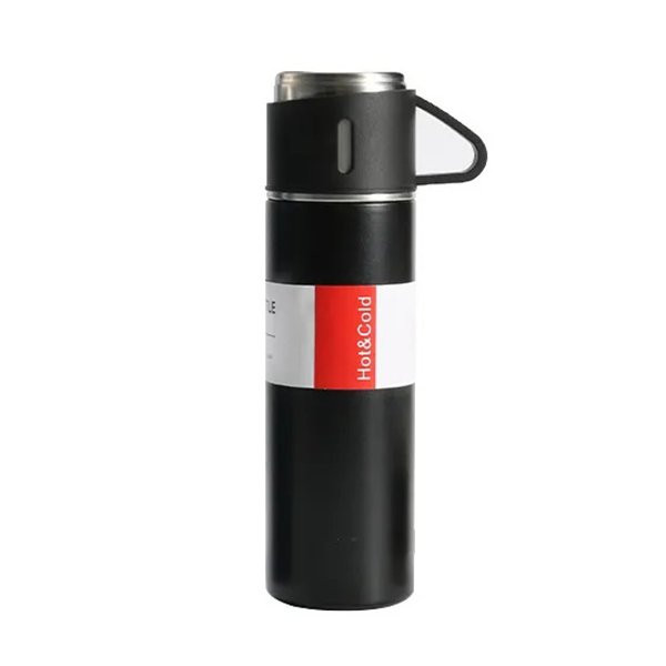 فلاسک 0.5 لیتری مدل VACUUM FLASK همراه با 3 عدد لیوان سفری