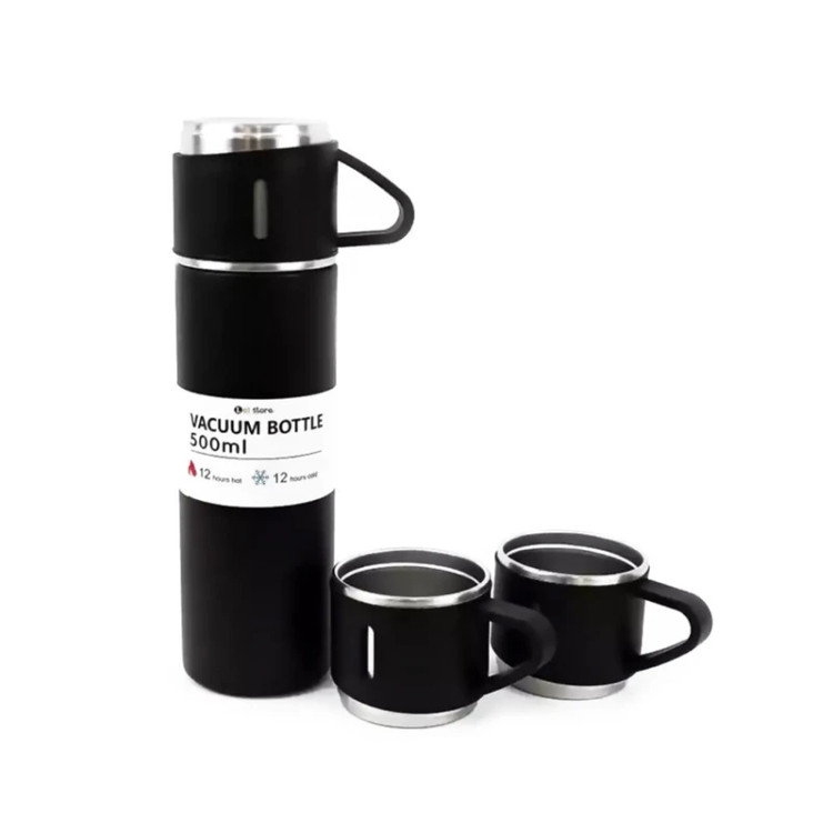 ست فلاسک و لیوان سفری مدل VACUUM FLASK با گنجایش نیم لیتر