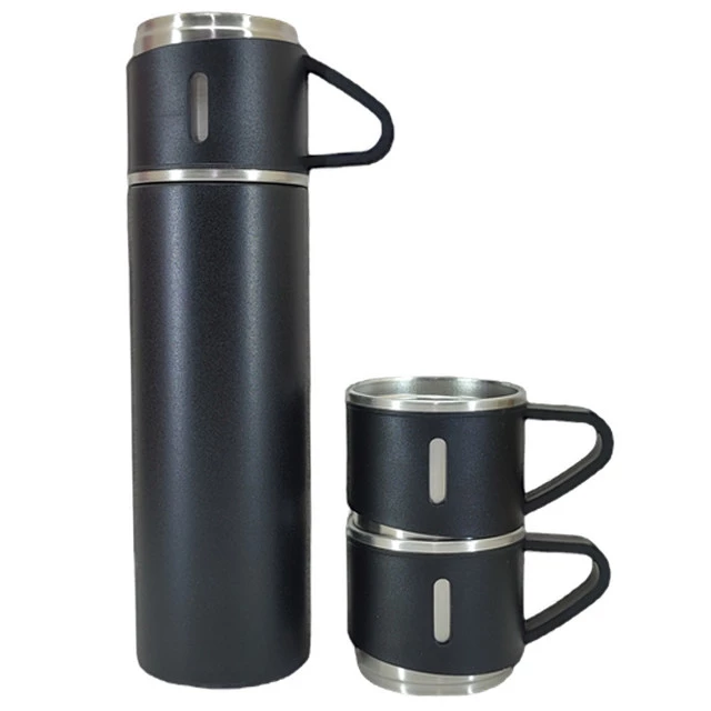 فلاسک و سه لیوان سفری مدل VACUUM FLASK با طراحی زیبا