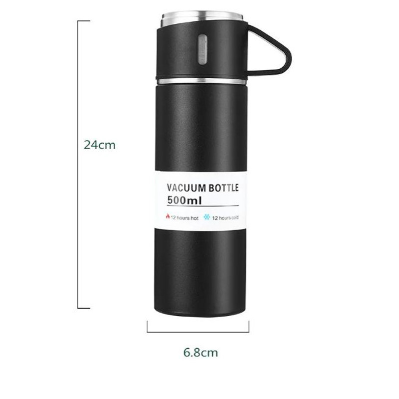 فلاسک و سه لیوان سفری مدل VACUUM FLASK با طراحی زیبا